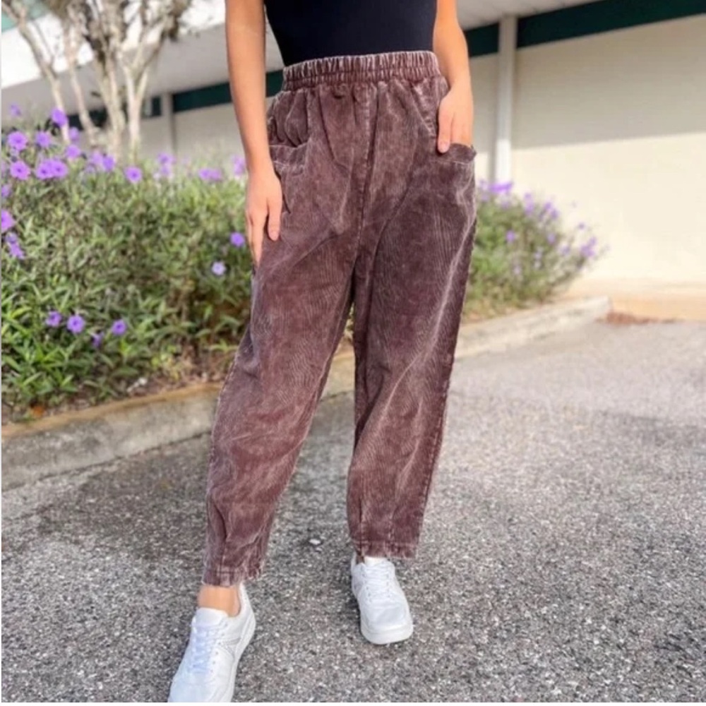 Acid Wash Black Corduroy Pants